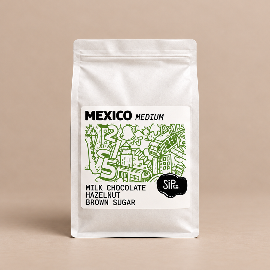 Mexico — El Ciprés, 12 oz whole bean, white bag with green illustration